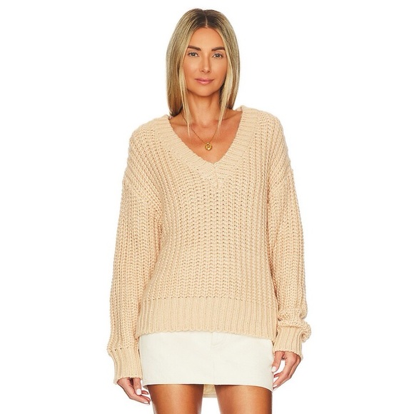 LBLC the Label Katja Sweater in Blush Size L Knit V-Neck Oversized Fit - Picture 1 of 7